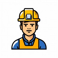 A construction worker wearing a yellow hard hat and safety vest.