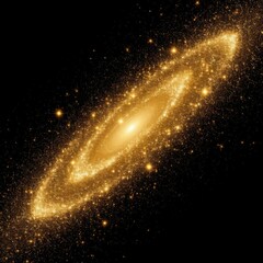 Abstract galaxy made of golden light particles on a black background (artistic). Generated AI