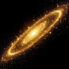 Abstract galaxy made of golden light particles on a black background (artistic). Generated AI