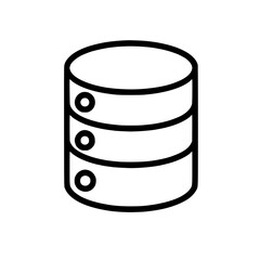 A and minimalist icon depicting a cylindrical storage unit with three distinct levels and small circular accents on each level Storage Symbol