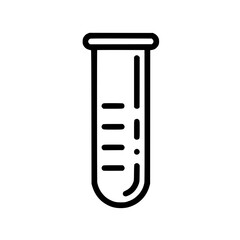 Test tube icon Science and medicine related vector symbol Laboratory glassware with liquid inside Research and experiment equipment outline style