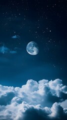 Fototapeta premium The moon and stars in the clouds, Generative AI 