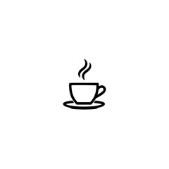 Obraz premium Simple and graphic of a hot beverage cup on a saucer with steam rising Classic icon for coffee tea or any hot drink
