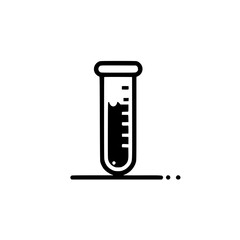 Illustration of a test tube filled with a liquid against a It's a clear bold design often used for scientific concepts