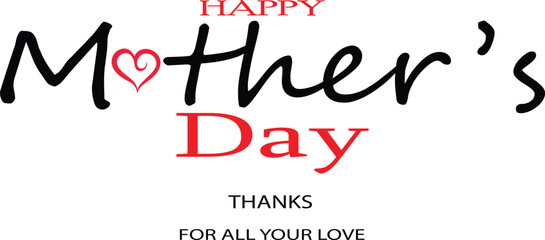 Happy Mother's Day Greeting Card. Vector graphics illustration or logo concept. Symbols of love isolated on white background. EPS file.