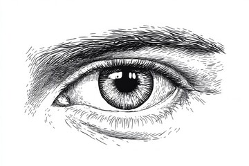 Fototapeta premium Detailed illustration of a human eye showcasing intricate textures and shading techniques