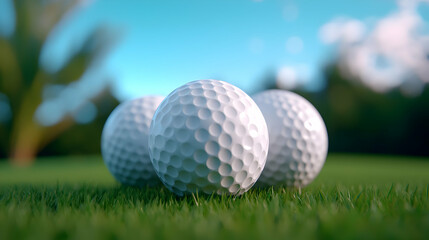 Three Golf Balls on a Lush Green Course