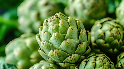 Obraz premium Fresh Artichokes, Vibrant Green Field Close-Up, Growing Artichokes in Agriculture 