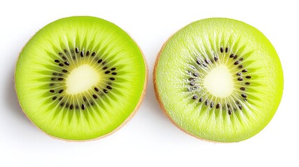 Fototapeta premium Fresh Kiwi Halves in Minimalist Composition, Showcasing Natural Beauty and Simplicity