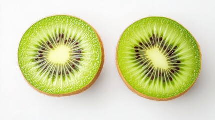 Fototapeta premium Fresh Kiwi Halves in Minimalist Composition, Showcasing Natural Beauty and Simplicity