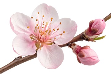 Pink magnolia and orchid blossoms, a spring floral beauty isolated on white