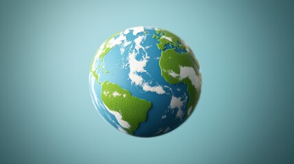 A vibrant, 3D illustration of Earth showcasing continents and oceans against a simple blue background.