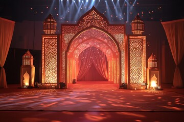 Fototapeta premium Eid Festival Archway with Lanterns and Soft Lighting