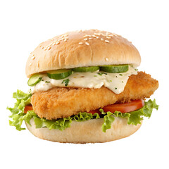 fish-sandwich isolated on white