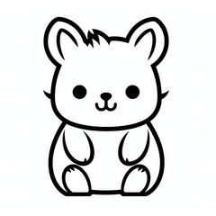 Cute, simple black and white line drawing of a kitten.