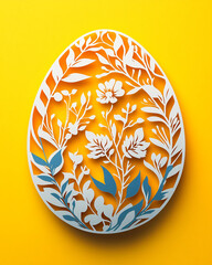 Fototapeta premium Easter paper cut card with eggs 