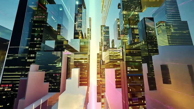 Schwebende Stadt in virtueller Realit&auml;t