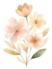 Obraz premium Watercolor Floral Arrangement with Delicate Peach and Cream Flowers