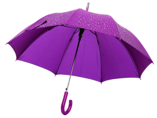 Isolated Purple Umbrella with Raindrops