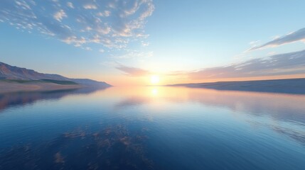 Fototapeta premium Serene Sunset Over a Calm River