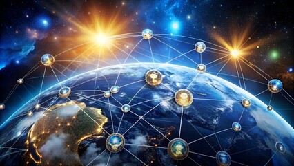 abstract technology background with all over the earth