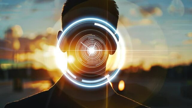 Silhouette eines Mannes mit technologischem Overlay