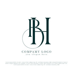 Alphabet BH, H B letters Initials Monogram logo