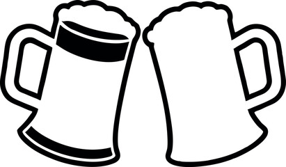 Illustrated beer mug with foam in vector style