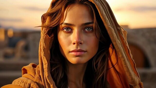Young woman of an ancient city and culture disciple of Jesus Christ 4K