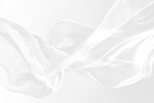 a beautiful, delicate strand of bright white mesh fabric is billowing effect isolated