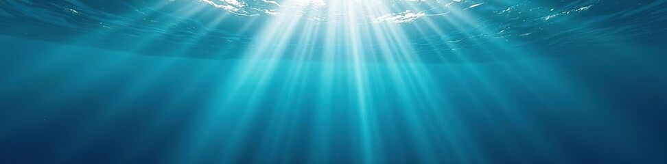 Obraz premium Seamless sea surface background with sunlight filtering through underwater, tranquility, seaweed