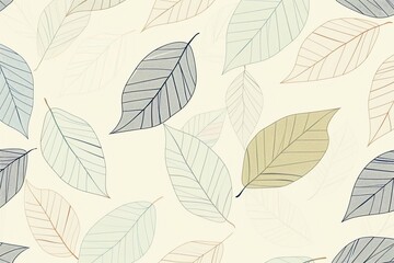 Leaf Pattern Wallpaper with Delicate Lines and Pastel Colors Illustration