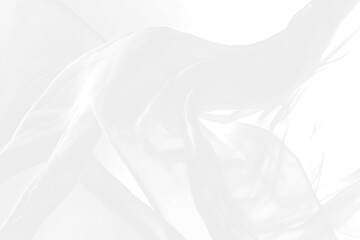 a beautiful, delicate strand of bright white mesh fabric is billowing effect isolated