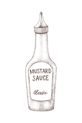 Mustard sauce in a plastic bottle