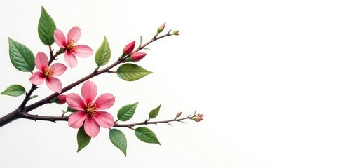Fototapeta premium Isolated branches with leaves on white background, floral, branches