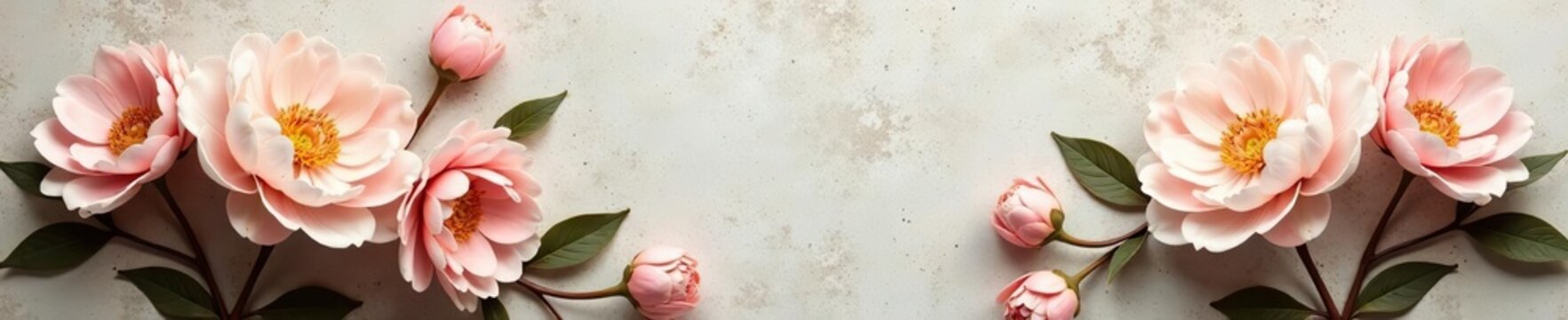 Sepia peony flowers on textured concrete wall for photo wallpaper murals, modern loft decor,  photo wallpaper,  peony