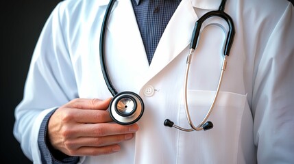close up of a doctor holding stethoscope