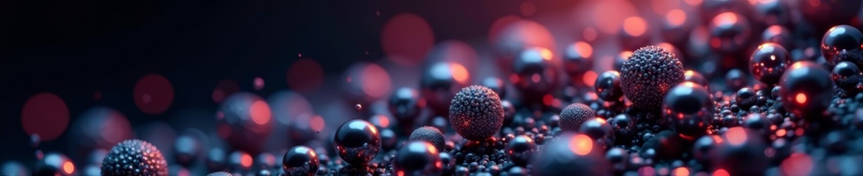 Close-up view of metallic nanoparticles on black background, technology, tiny, innovation