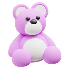 3D Illustration of a Purple Bear Toy