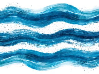 Obraz premium Blue wavy painted strokes resembling water across a white backdrop