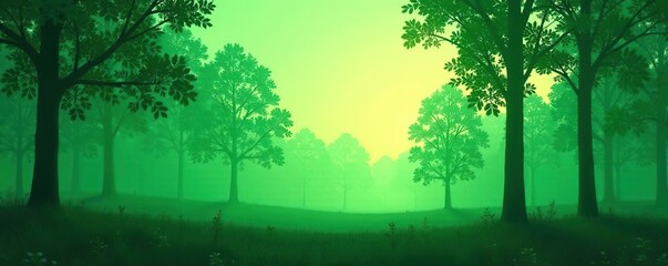 Silhouette parallax background of green forest trees with realistic details, AI generated images,  trees,  AI