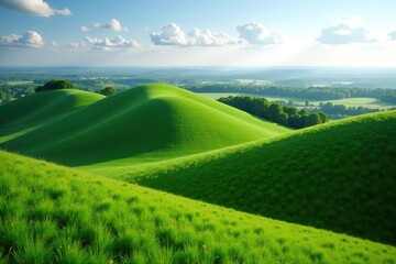 Fototapeta premium Rolling hills covered in lush greenery in the Lesser Poland Upland, Poland, picturesque, travel
