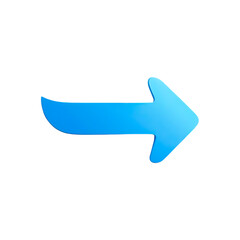 3D Glossy Blue Curved Right Arrow Icon Symbolizing Direction, Navigation, Return, and Forward Motion for UI, Apps, and Web Design