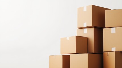 Obraz premium Stacked cardboard boxes in a minimalist setting, ready for shipping or storage purposes