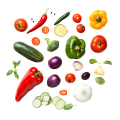 PNG Illustration of a Colorful Assortment of Fresh Fruits and Vegetables: A Burst of Nutritional Value and Vibrancy