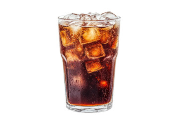 Refreshing glass of iced cola with ice cubes, cut out