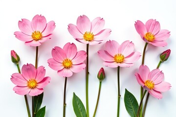 Obraz premium Set of pink Onobrychis flowers in bloom on white background, garden, Onobrychis