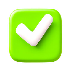 3D Green Checkmark Icon – Confirmation, Success, Approval, and Verified Symbol for UI/UX, Task Completion, and Digital Interface Design, checkmark icon, green check, success icon
