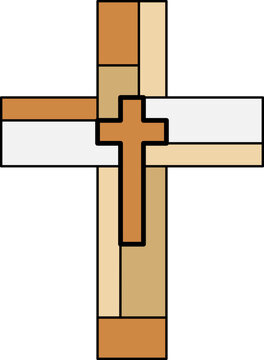 Geometric Multi-color Cross with smaller cross at the center