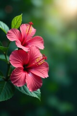 Hibiscus flowers in full bloom with a blurred background,  vibrant,  bloom